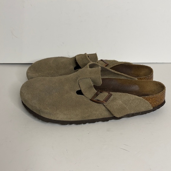 Birkenstock Boston Clogs 41 Womens 10 Mens 8 Beige Taupe Suede Slip On - Picture 3 of 12